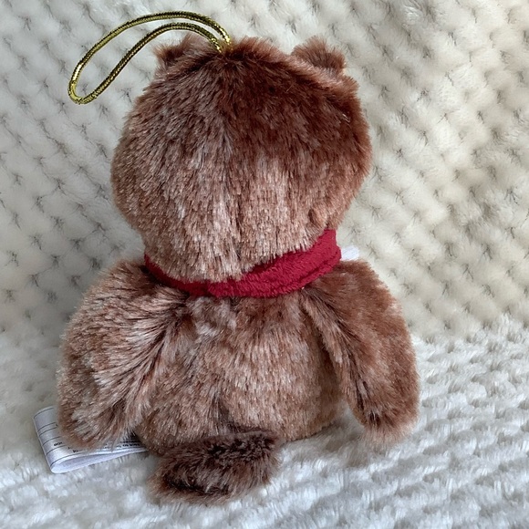 Brown and White Plush Owl with Red Scarf Stuffed Animal - Picture 4 of 8